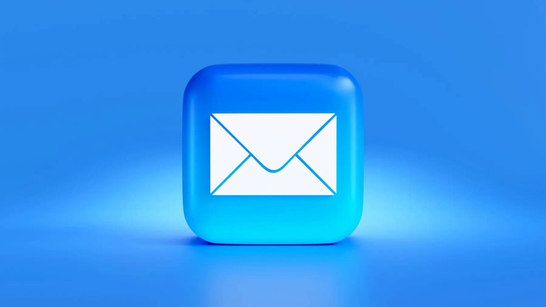 Blue email envelope icon on a blue background